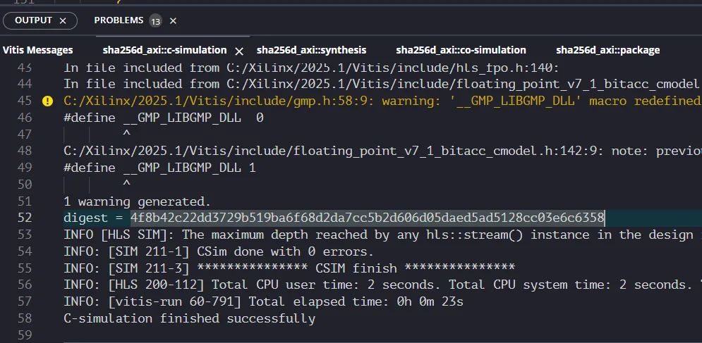 Cシミュレーションで目的のハッシュ値が得られた
