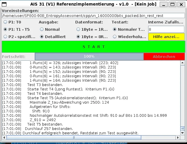 AIS31 Test SuiteでT1-T5検定
